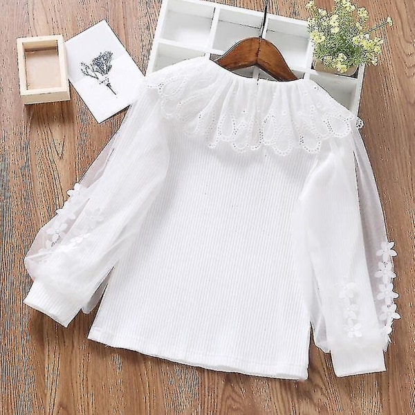 Puuvillainen Toddler White Lace Ff pitkähihainen paita