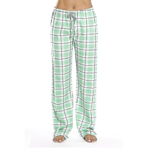 Naisten taskulliset pyjamahousut, naisten pehmeät flanelliruudulliset pyjamahousut green M