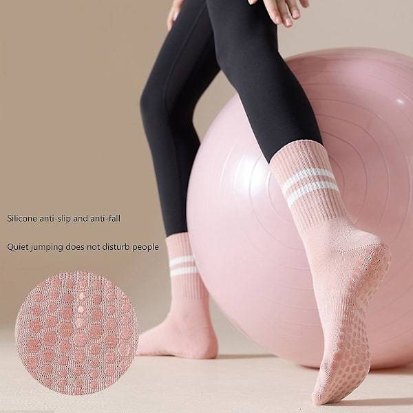 Grip Sokker Yogasokker Pilates Sokker Anti-Skli Sokker Med Grip For Kvinner Light Purple One Size