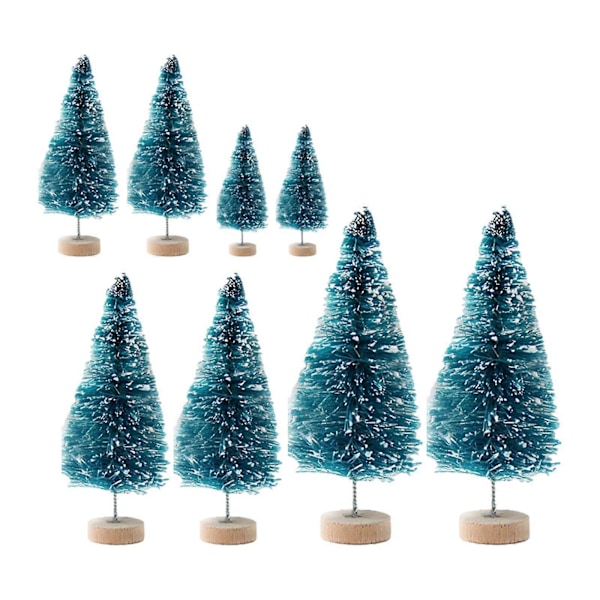 8 st Skrivbordsminiatyrer Tall Mini Konstgjord Julgran för Julfest Blue