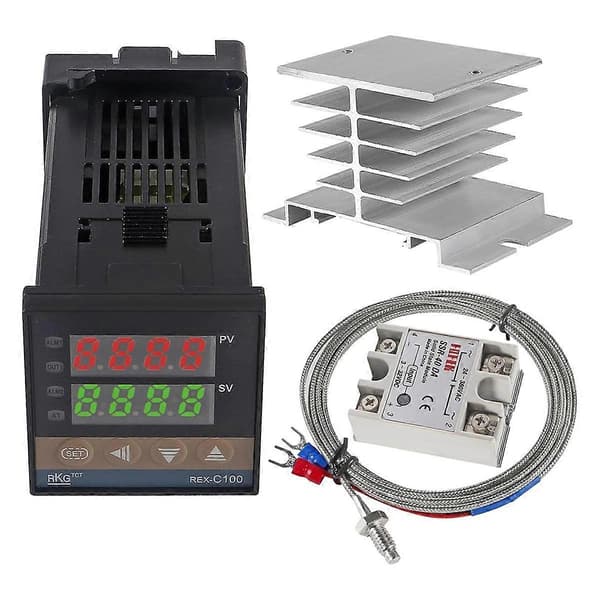PID-temperaturregulator -C100 Termostat Kit Høj Spænding 100ACV til 240ACV+SSR Relæ 40DA+ K Probe
