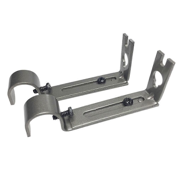 2 Stycken Justerbara Metall Gardinstång Väggfäste Krok Hållare Silver Grey
