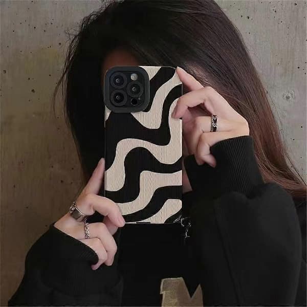 Kompatibelt med iPhone 16 Pro Max Deksel Zebra Stripe PU Lær+TPU Støtsikkert Mobilskall-lingling}