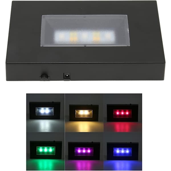 LED-ljusbas, rektangulär USB-flerfärgad ljusdisplaybas för kristallstatyer, smycken (svart)