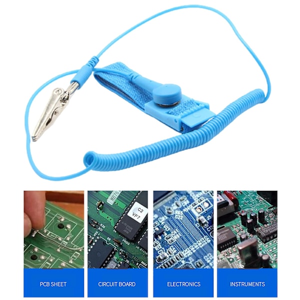 PVC Antistatisk ESD Armband Justerbart Trådbundet Urladdnings Jordningsarmband Qinhai