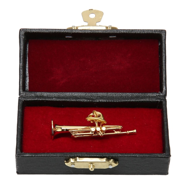 Guld miniatyr trumpetformad kavajslagsbroschnål Mässing Utsökt minimusikinstrumentbrosch med förvaringslåda