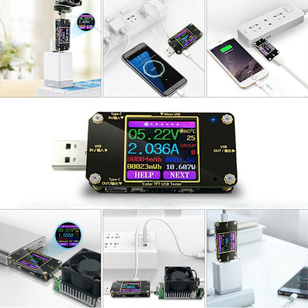 USB-virranmittausmittari LCD-näytöllä, virran, jännitteen ja ampeerimittarin ilmaisin