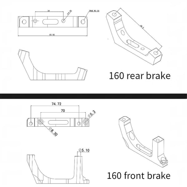 R160P-D Bagagerumsadapter til bremsekaliber fra flad montering til postmontering til 160 mm rotor Road Disc Brake FM til PM