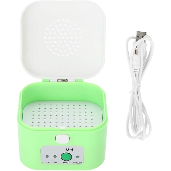 Høreapparattørker - elektrisk usb tørkeboks, hodetelefonavfukter, vanntett høreapparattørkerveske Grønn