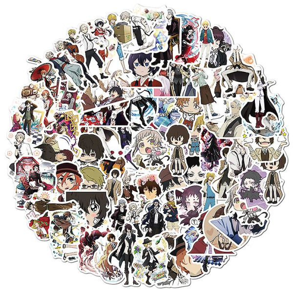 100 stk Bungo Stray Dogs-klistremerker Anime-klistremerke Pvc Graffiti-dekaler koffert