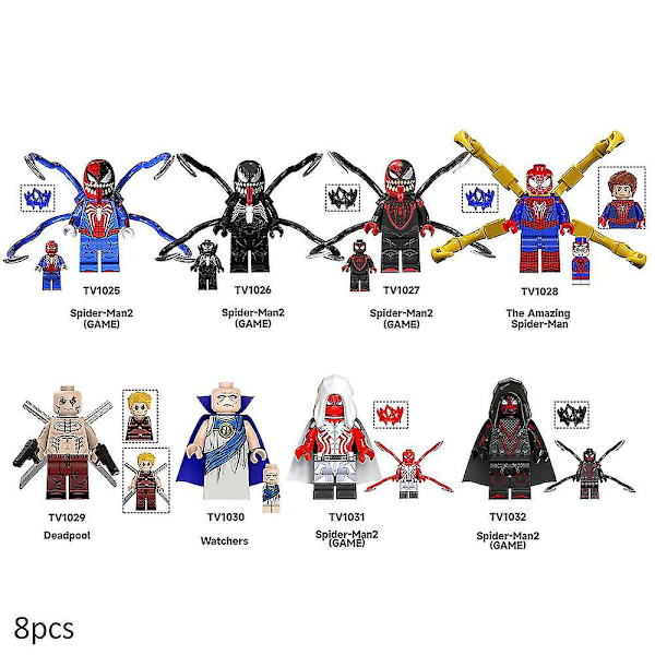 8-pak Marvel Superhelte Minifigurer Samlede Mini Byggeklodser Spider-man 2 Spilfigurer Legetøjssamlinger Model Børn Julegaver