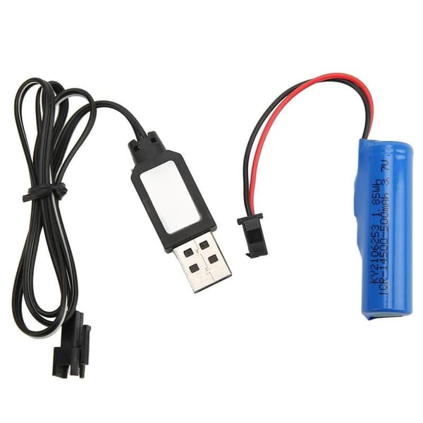 3,7V 500mAh Litiumbatteri Simuleret RC-bådlegetøjsbatteri USB-ladekabel RC-bådtilbehør til Flytec V005