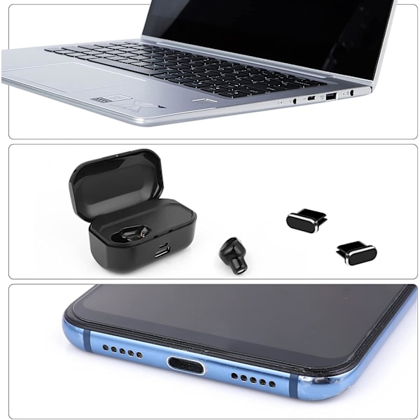 Mobiltelefon rengöringsset, 17-delars set, USB-C mobiltelefon port rengöringsborste set, metall dammplugg mobiltelefon högtalarrengöringsborste (svart)
