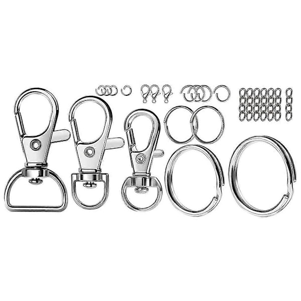 265 stk Metall Hummerklo-spenne med nøkkelring for håndverk, Lanyard-klips Snap Hook, Svingbare spenner