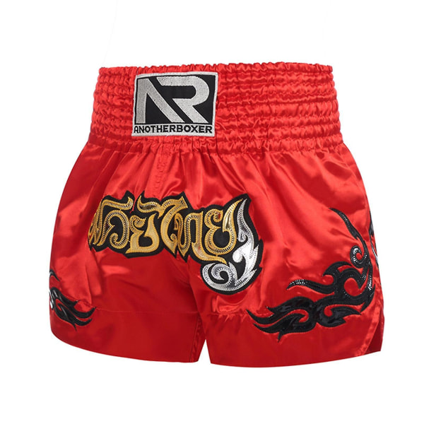 Boxningsshorts Antifriktion Muay Thai kickboxningsshorts för män Red M