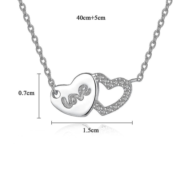 925 sterlinghopeaa rakkaussydänkorut zirkoni riipus kaulakoru 18\