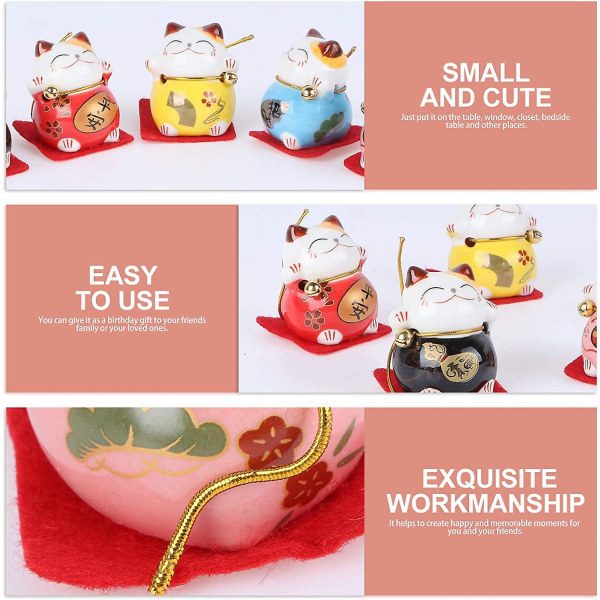 5 kpl keraamisia Lucky Cat -koriste Maneki Neko Lucky Cat keraamisia  hahmoja Feng Shui Maneki Neko Lucky Cat -patsas sisäkäyttöön tarkoitettuun  kotipöytäajoneuvoon c788 | Fyndiq