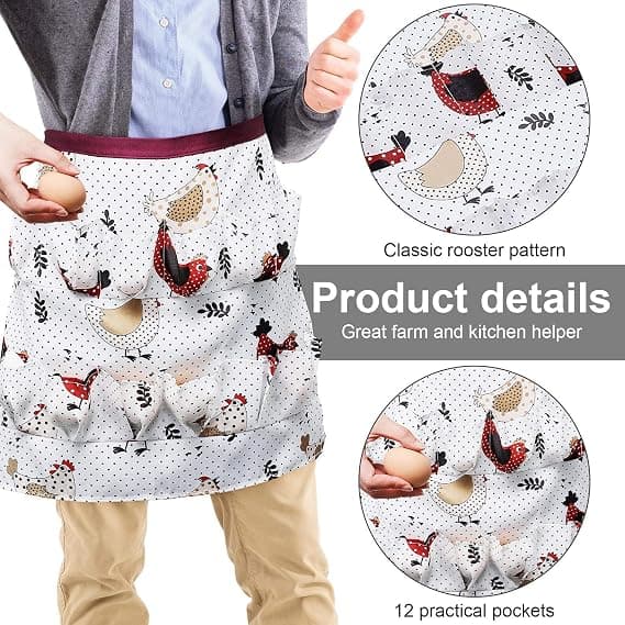 Kylling Egg Forkle Eggholder Forkle med lomme Morsom Egg Collecti