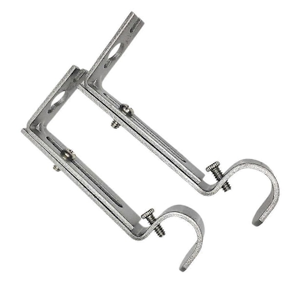 2 Stycken Justerbara Metall Gardinstång Väggfäste Krok Hållare Silver