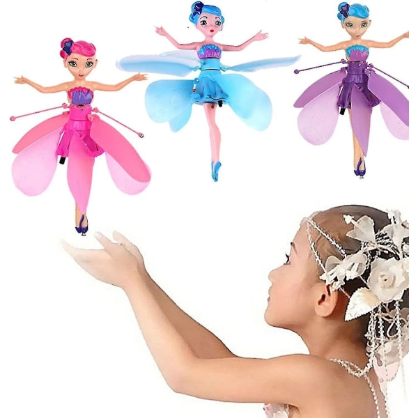 Flygende Fe Flygende Prinsesse Dukke Magisk Flygende Pixie Leke Infrarød Induksjonskontroll Leke, Halloween Jul Jenter Og Gutter Leker Gaver Blue