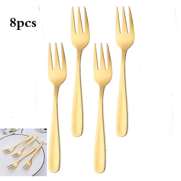 Kitchen Craft Cake Fork Set, ruostumaton teräs, kulta 8 kpl