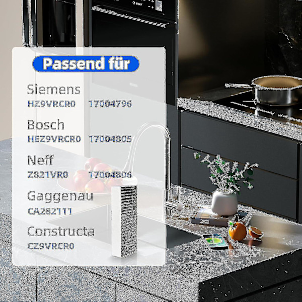 2024 4 stk. Aktivt Kulfilter til Emhætte Siemens Hz9vrcr0 17004796 / Bosch Hez9vrcr0 17004805 / Neff Z821vr0 17004806, Gaggenau CA282111