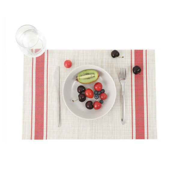 Spisebord dekkeunderlag Vanntett varmebestandig bordmatte Stilig stripete mønster dekkeunderlag for hjemmekjøkken Red 1