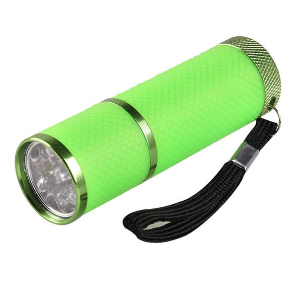 Liten LED Uv-lommelykt med 9 LED-lys Bærbar nattlampe Green