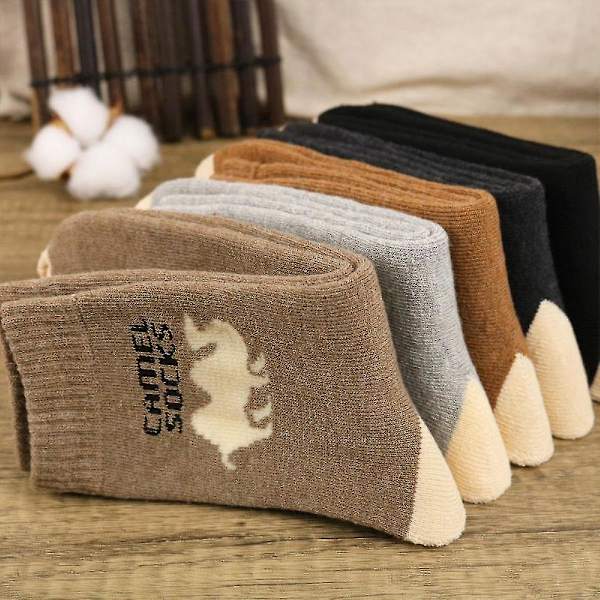 5 Par Alpacka Strumpor Herr Dam Ullstrumpor Varma Vinterstrumpor camel
