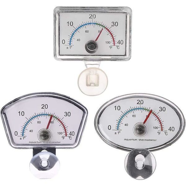 Aquarium Termometer Pointer Fish Tank Temperature Dial Sugekopp nedsenkbar