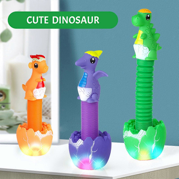 LED Dinosaur Legetøj med Stræk Pop Tubes til Stresslindring og Kreativ Leg Purple