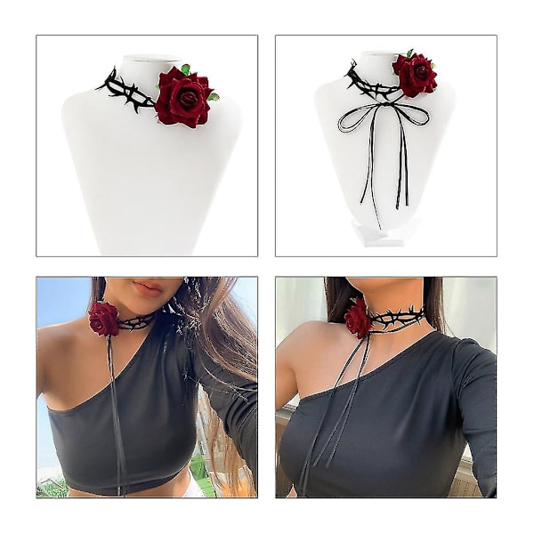 Boho Tornet Blomster Krave Choker Halskæde Blød Flannel Blomster Kravat Halskæde