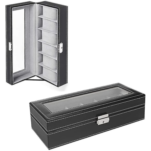 Case, 6 - paikkainen nahkainen watch ylellinen case Organizer lasikorujen säilytys