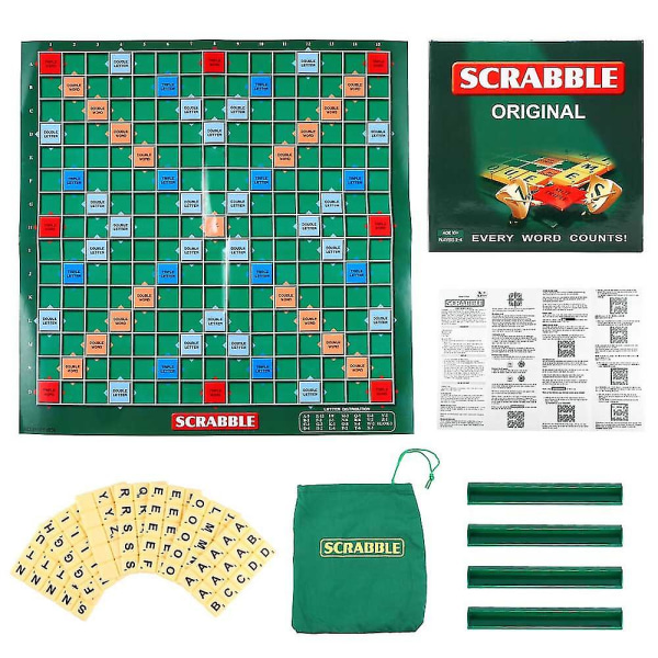 Bærbart Scrabble Brettspill Familie Barn Voksne Pedagogisk Lekespill Puslespill Lekebrett Stavebord Stikksag Ord Undervisning