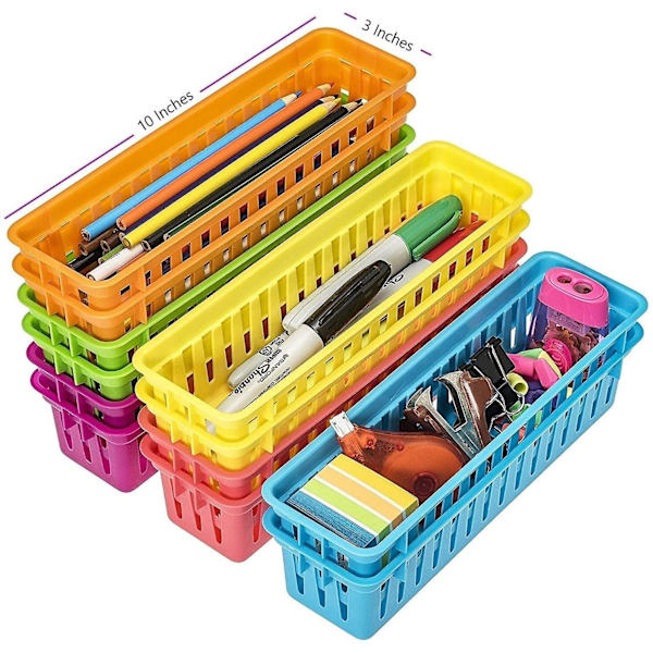 Pencilholder til klasseværelset, blyantkurv eller farveblyantskurv, forskellige farver (12 stk.)