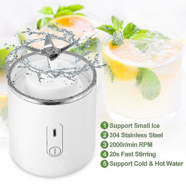 500ml bærbar juicer, elektrisk frugtjuicer glas smoothie maker usb genopladelig blendere mixer til hjem rejse