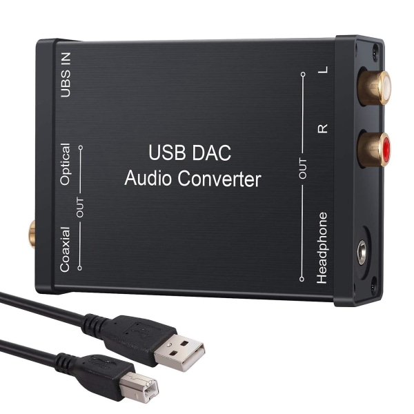 Usb til spdif koaksial Rca og 3,5 mm hodetelefonkonverter Usb DAC Optisk lydadapter Usb DAC Pcm Fo