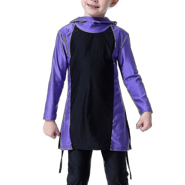 Barn Jenter Muslimsk islamsk badedrakt Badedrakt Modest Burkini Bading Heltrekk Purple 7-8 Years