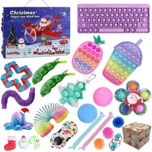 Jul Fidget Sensoriska Leksaker Adventskalender Stress Relief Blind Box Julklapp Barn