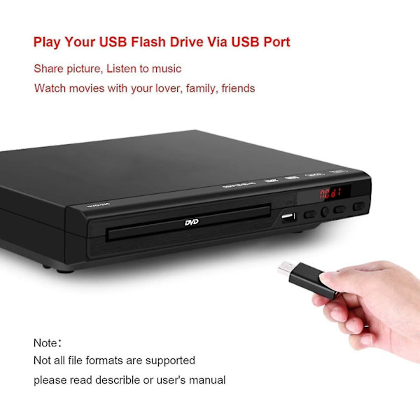 Dvd-afspiller til TV, Alle Regioner Fri Dvd Cd Diske Afspiller Av Output Indbygget Pal/ Ntsc, Usb Input, Rem-scntcv