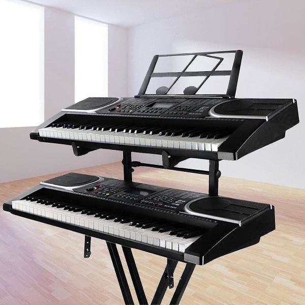 Universal dubbelt tangentbordsställ - Andra våningshållare för elektronisk orgelhållare | Bärbart pianoställ Musikinstrumentställ med justerbar höjd