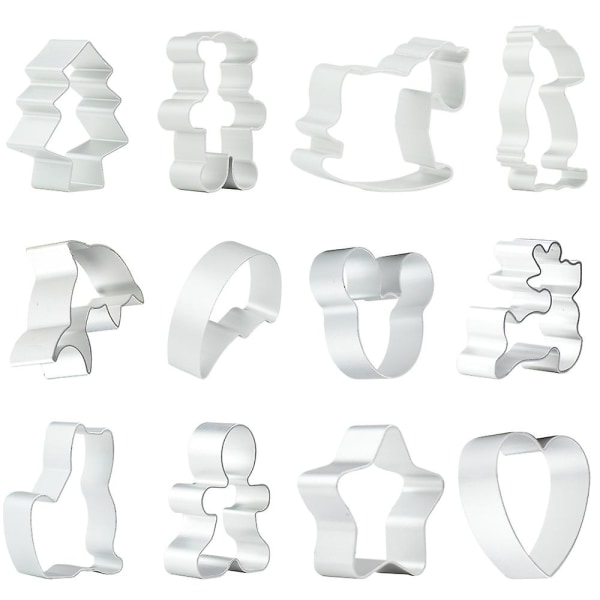 Cookie Cutter Sæt, 12pc Rustfrit Stål Cookie Cutter Cookie Forme Sæt