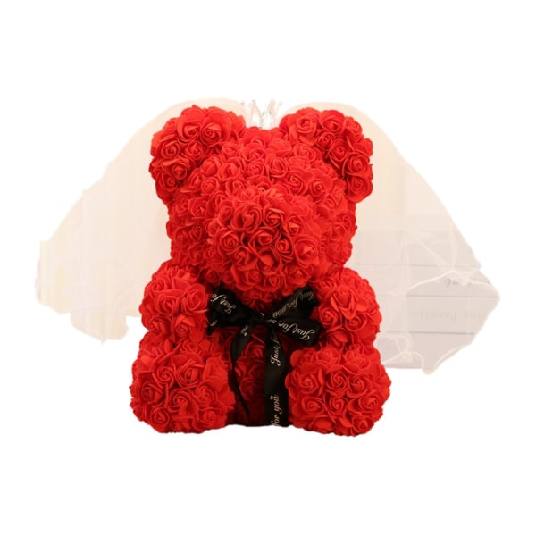 Rose Bear Kunstigt Blomsterskum Evigt Liv Til Valentinsdag Gaver Hjem Dekoration Med Gaveæske Bamse Barn Red