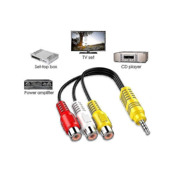 3,5 mm til 3 Rca-kabel Videokomponent Av Adapterkabel for Tcl-TV