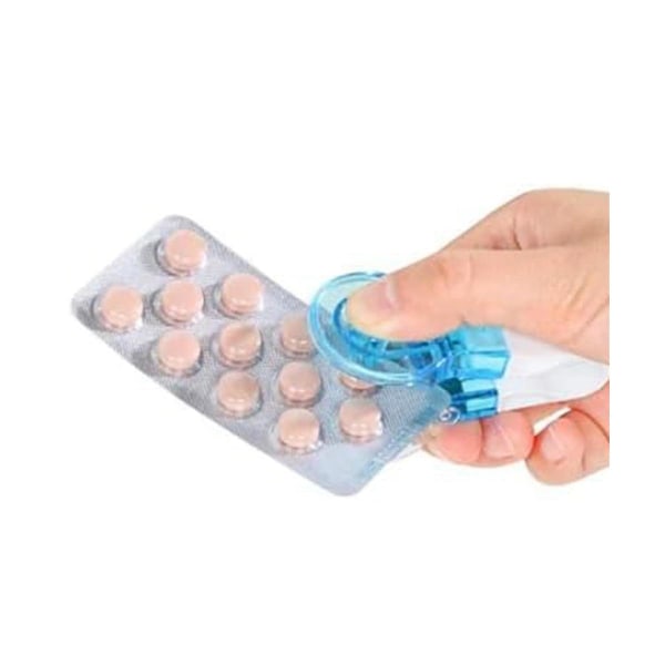 Bärbar Pill Taker, ingen kontakt Lätt att ta ut medicin Tool Remover, Tabletter Piller Blisterförpackningsöppnare 5st