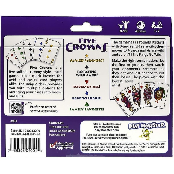 Five Crowns Card Game Familjekortspel - Roliga spel för familjens spelkväll med Ki