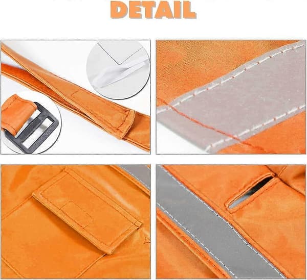 Orange hunde regnfrakke, justerbar stilfuld hundehætte poncho med sikkerhedsreflekterende stribedesign til M 200g Medium