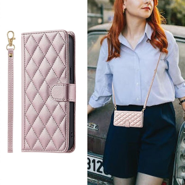 Kotelo Samsung Galaxy S20 FE 5G/4G -puhelimelle, lompakkokansi, crossbody-kaulanauha, olkahihna, yhteensopiva Samsung Galaxy S20 FE 5G/4G -puhelimen kanssa Pink