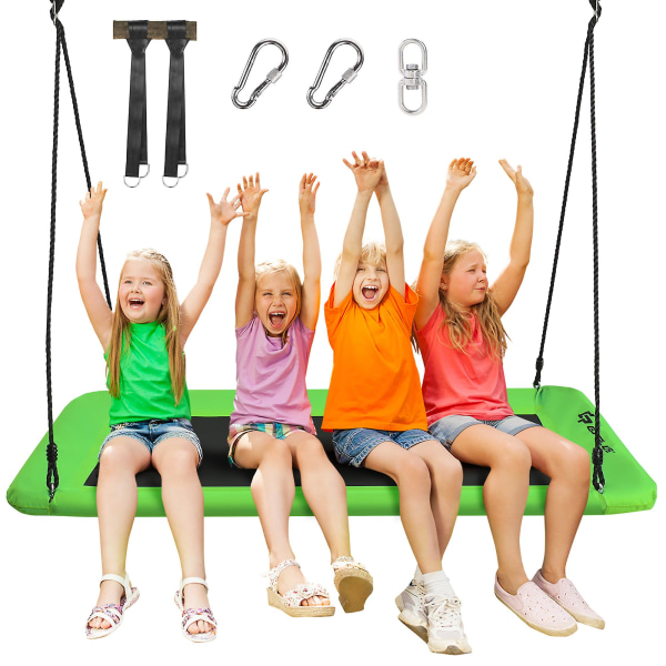 Tree Swing -ripustushihnasarja 2x5 jalkaa Heavy Duty -keinuripustin karabiinien, puunsuojaimien ja kääntökoukun kanssa