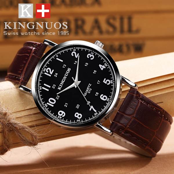 Het trend koreanska versionen av den enkla retro hundra par b lte watch brown band black